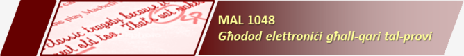 MAL1048 Għodod Elettroniċi għall‑Qari tal‑Provi
